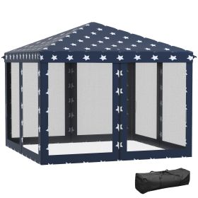 Outsunny 10' x 10' Pop Up Canopy Tent with Netting, Instant Gazebo, Ez up Screen House Room with Carry Bag, Height Adjustable, for Outdoor, Garde